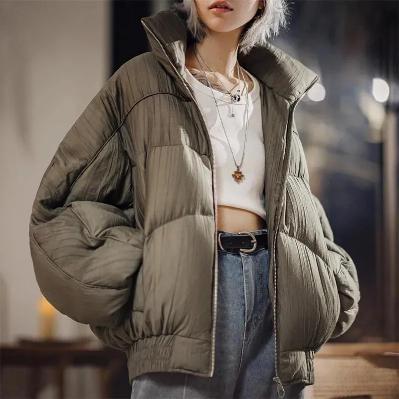 -Women's Vintage American Down Jacket, 90 White Duck Down, Thickened Jacket, Warm Bread Jacket, Top, Winter