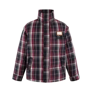 13DE MARZO Bear Classic Plaid Down Jacket