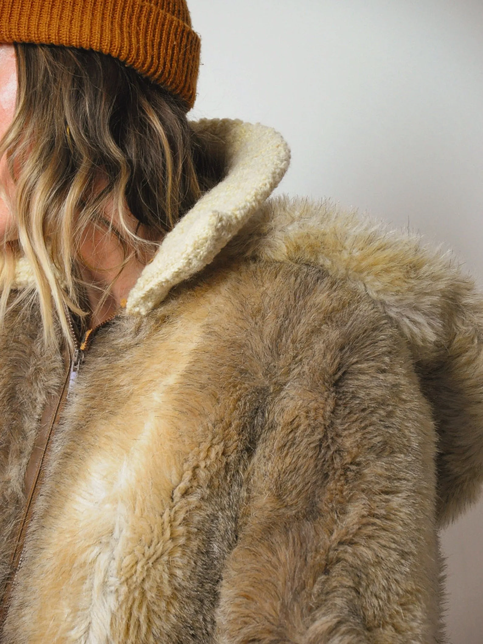 1970's Hooded Faux Fur Coat