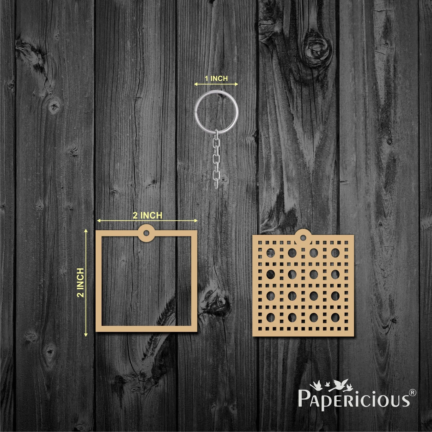 2 Layer Keyring Raw MDF Square