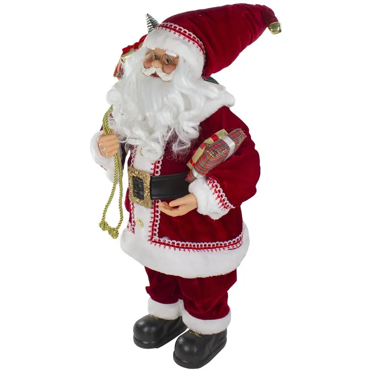 2' Standing Curly Beard Santa Christmas Figurine with Presents