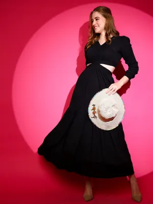 Allure in Black: Women Fit & Flare Dress