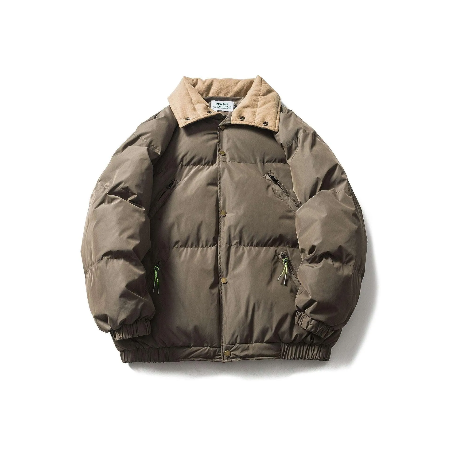 American Retro Pure Color Short Down Coat
