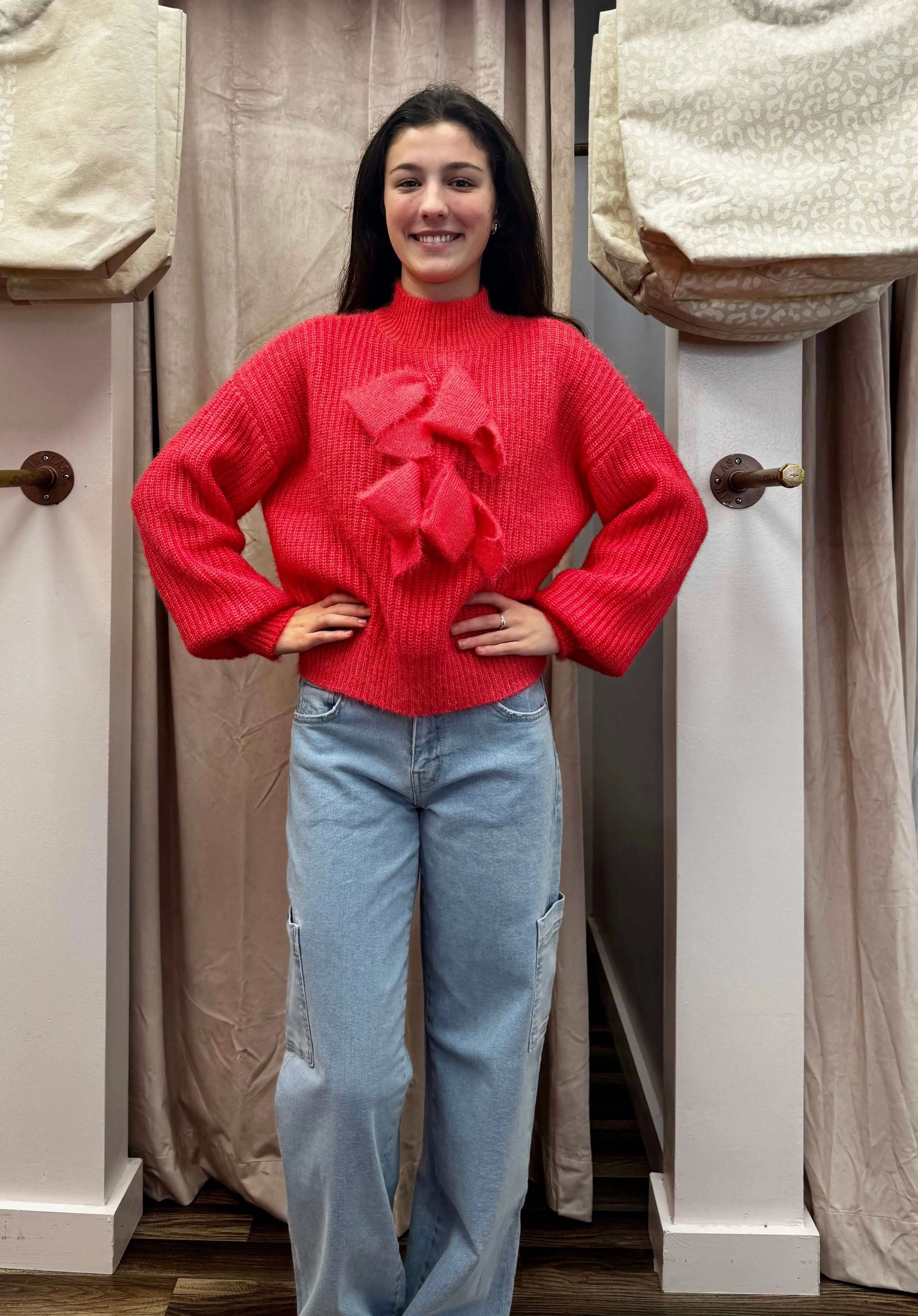 Apparel- En Merci Mock Neck Bow Sweater