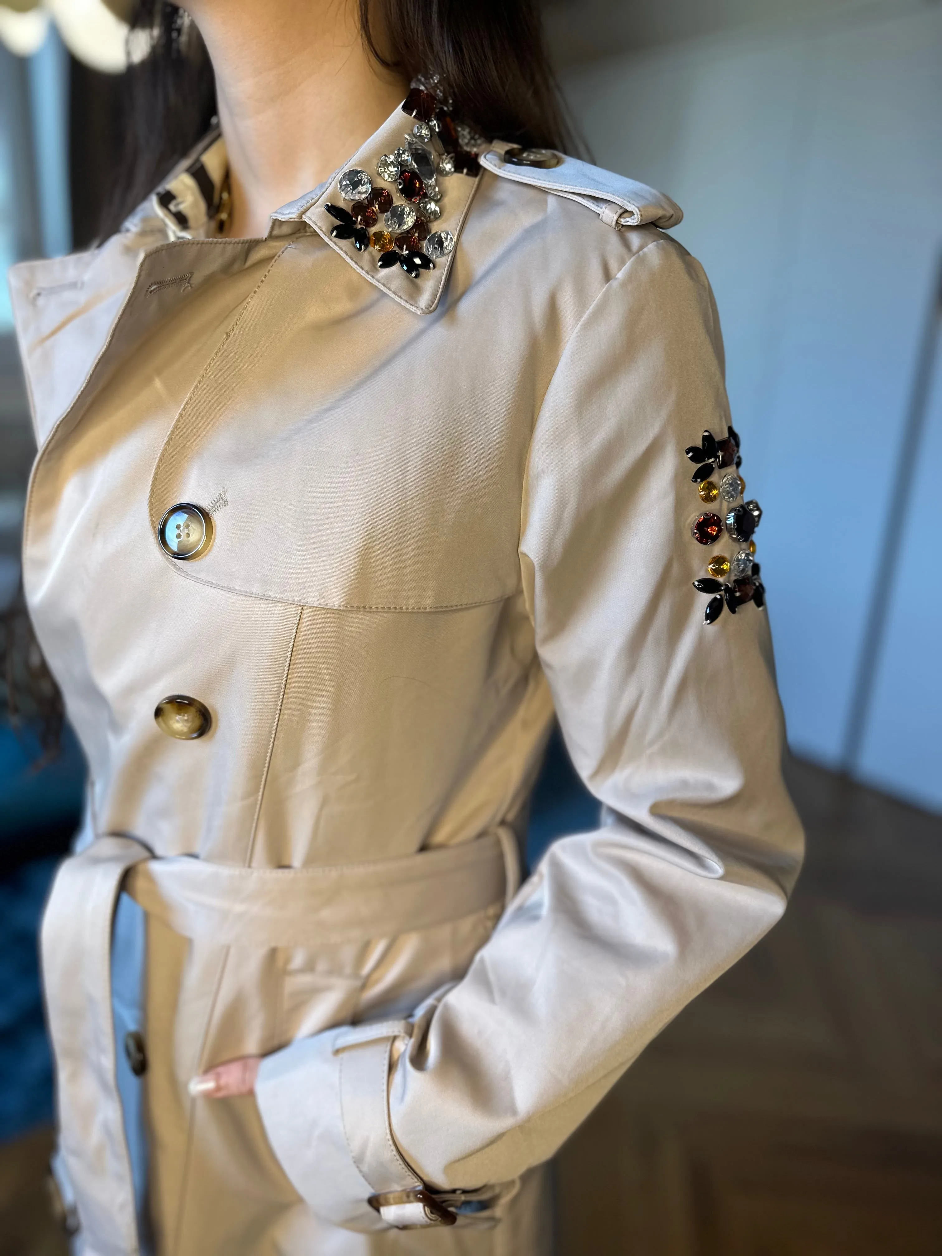 Bejeweled Trench Coat