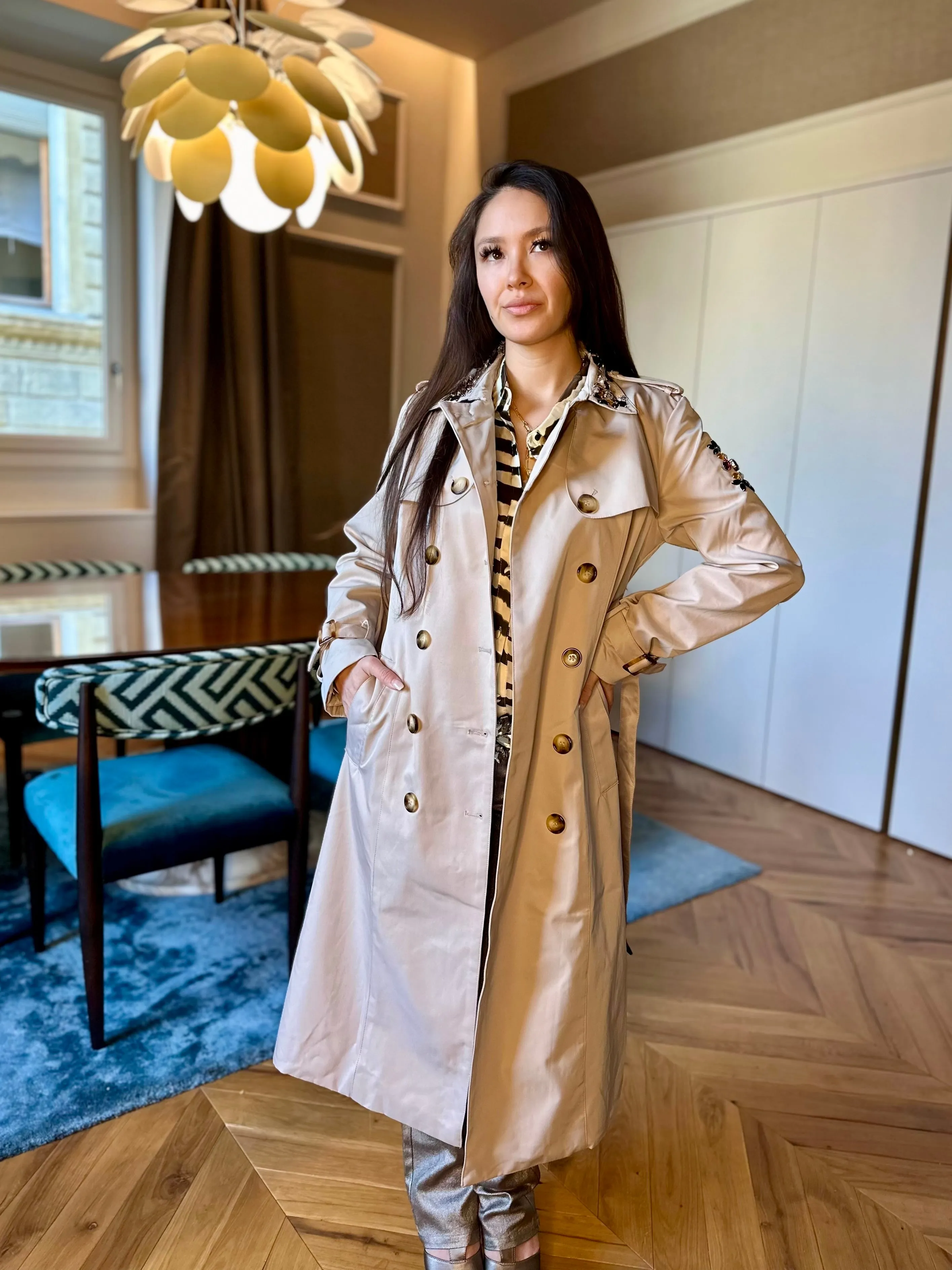 Bejeweled Trench Coat