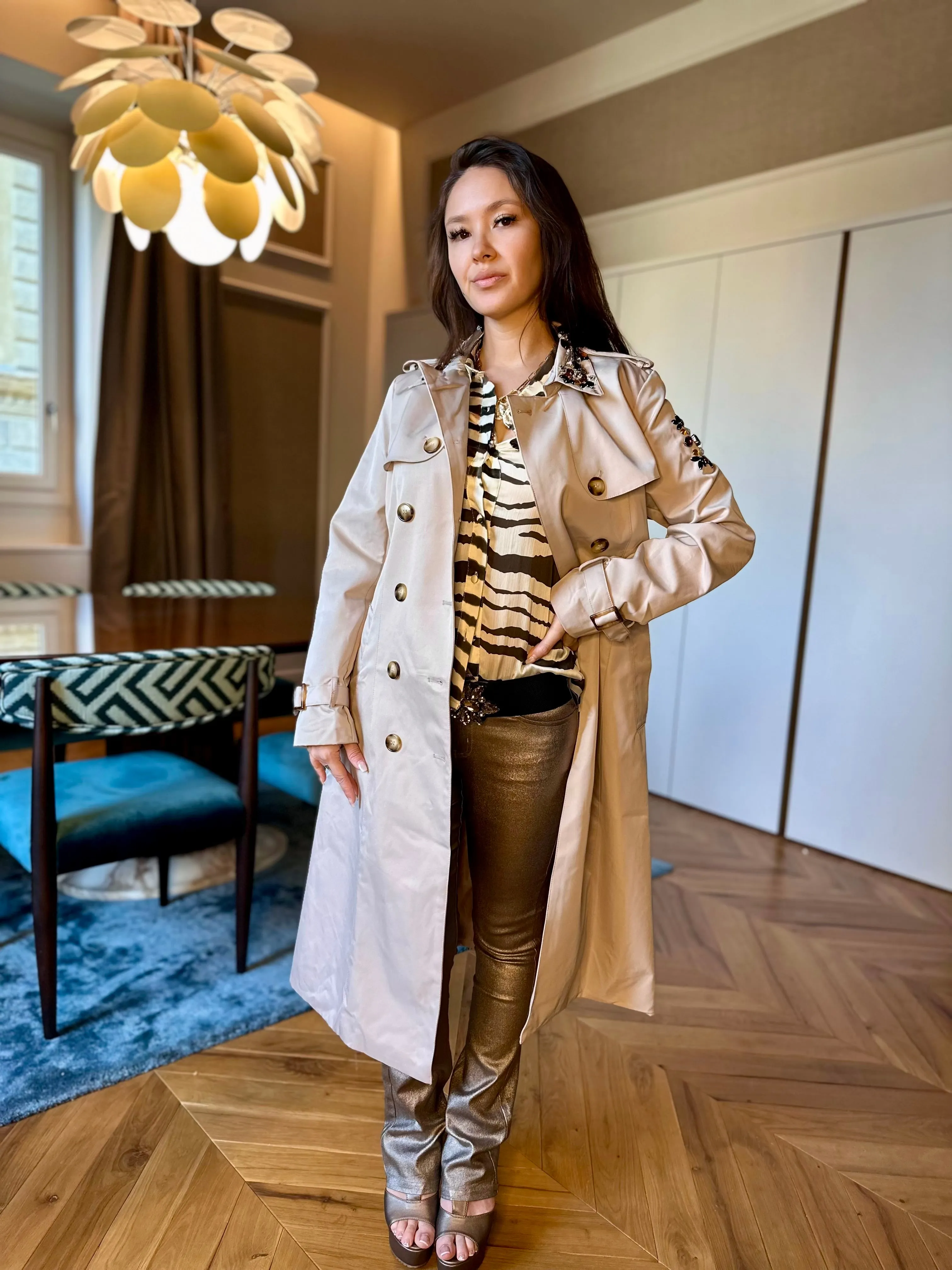 Bejeweled Trench Coat