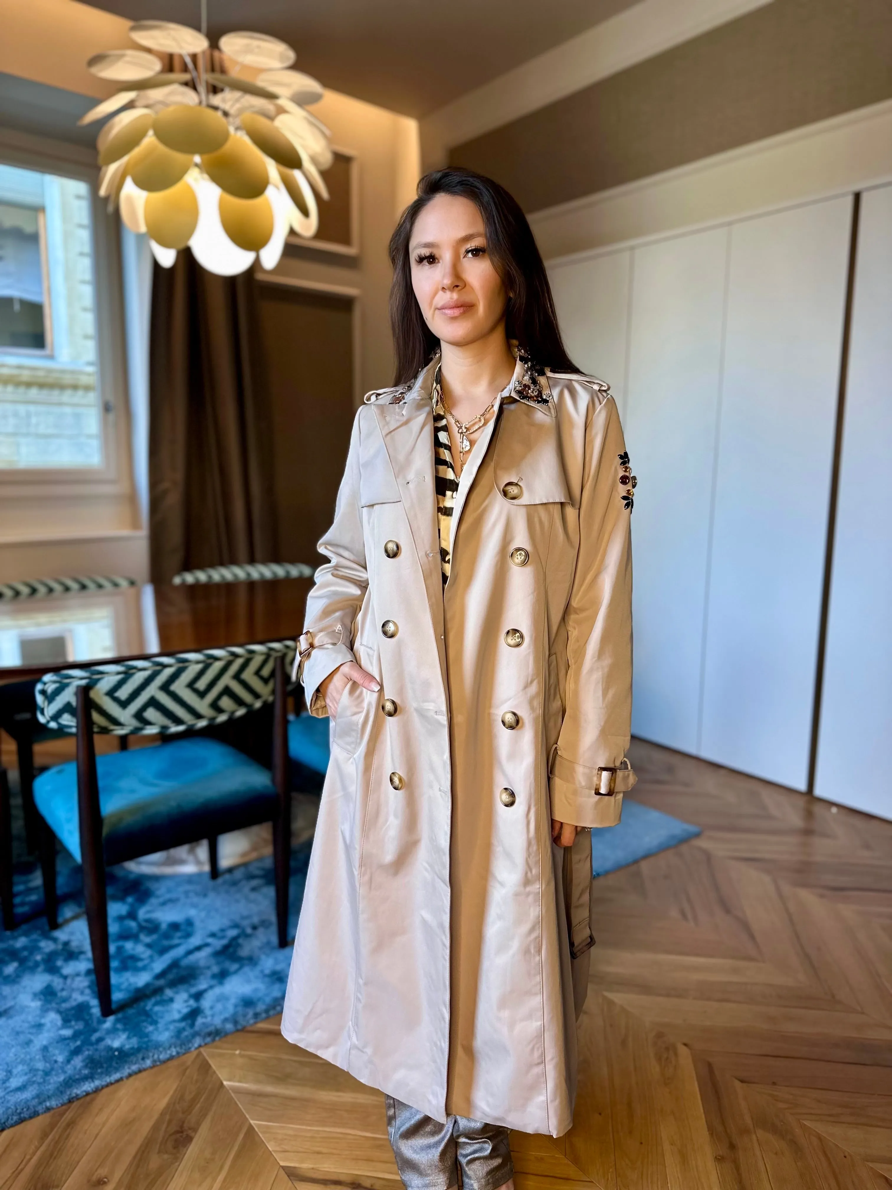 Bejeweled Trench Coat