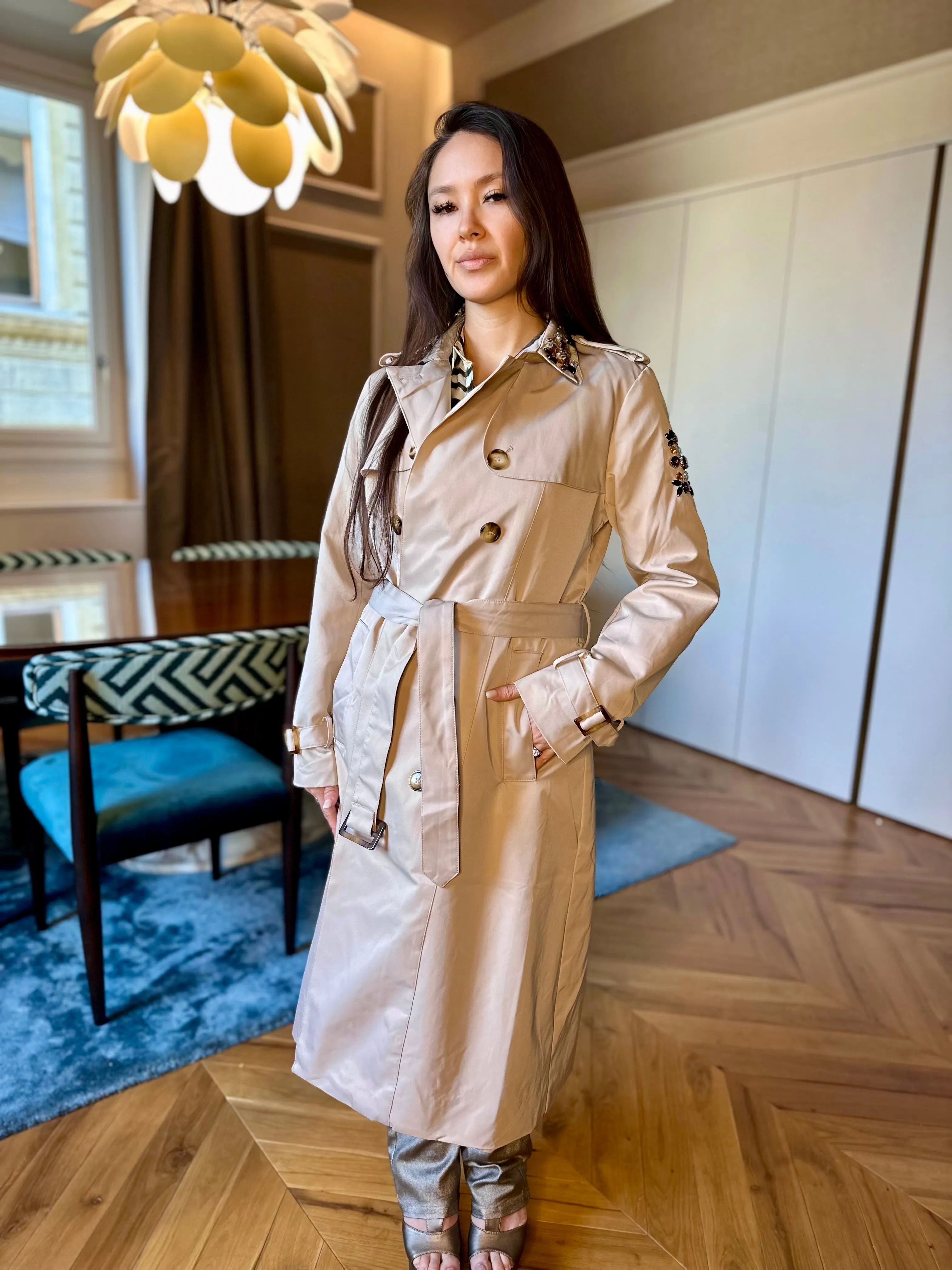 Bejeweled Trench Coat