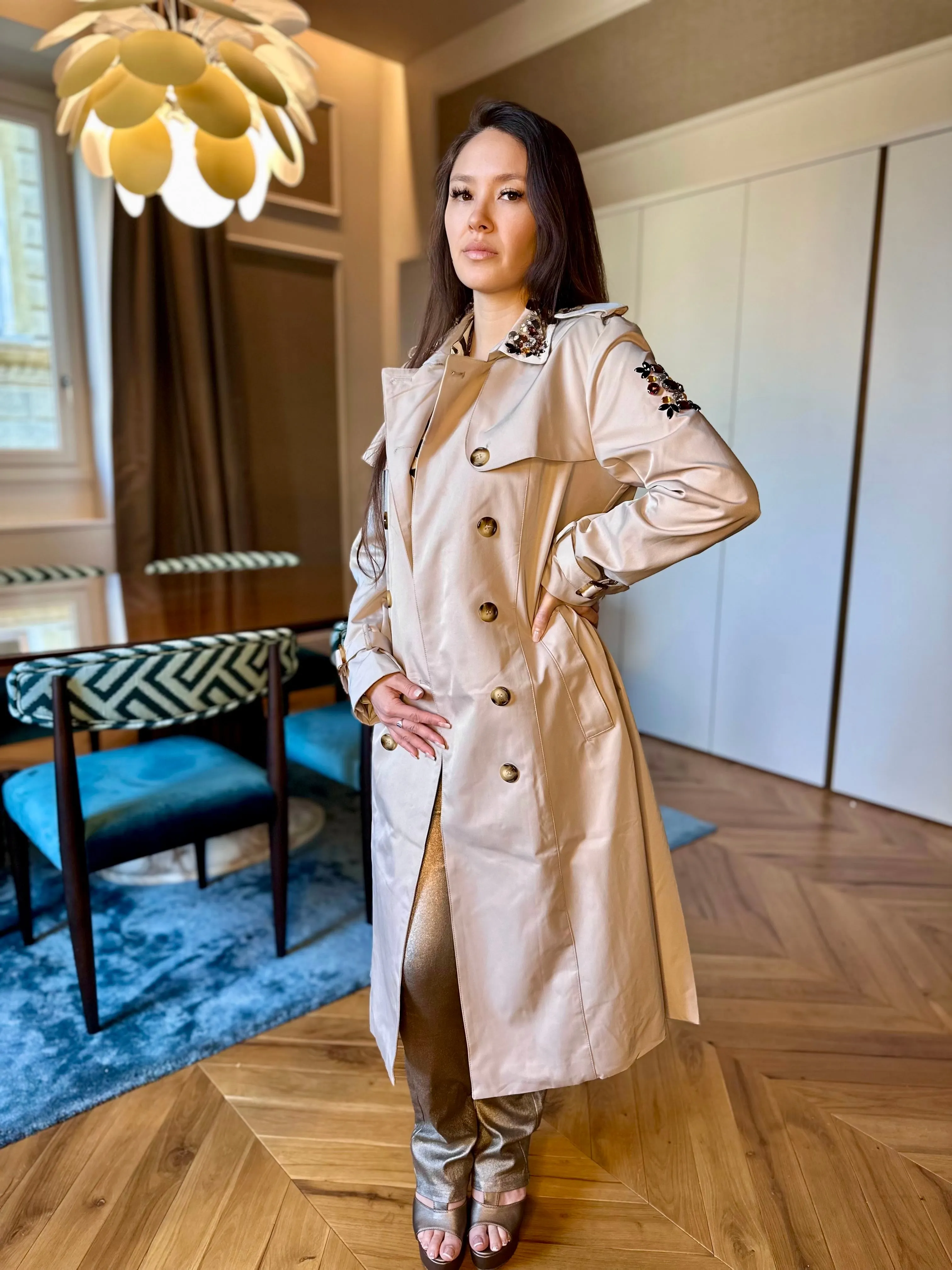 Bejeweled Trench Coat
