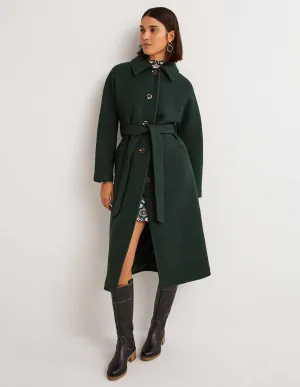 Belted Textured Wool Maxi Coat-Albete