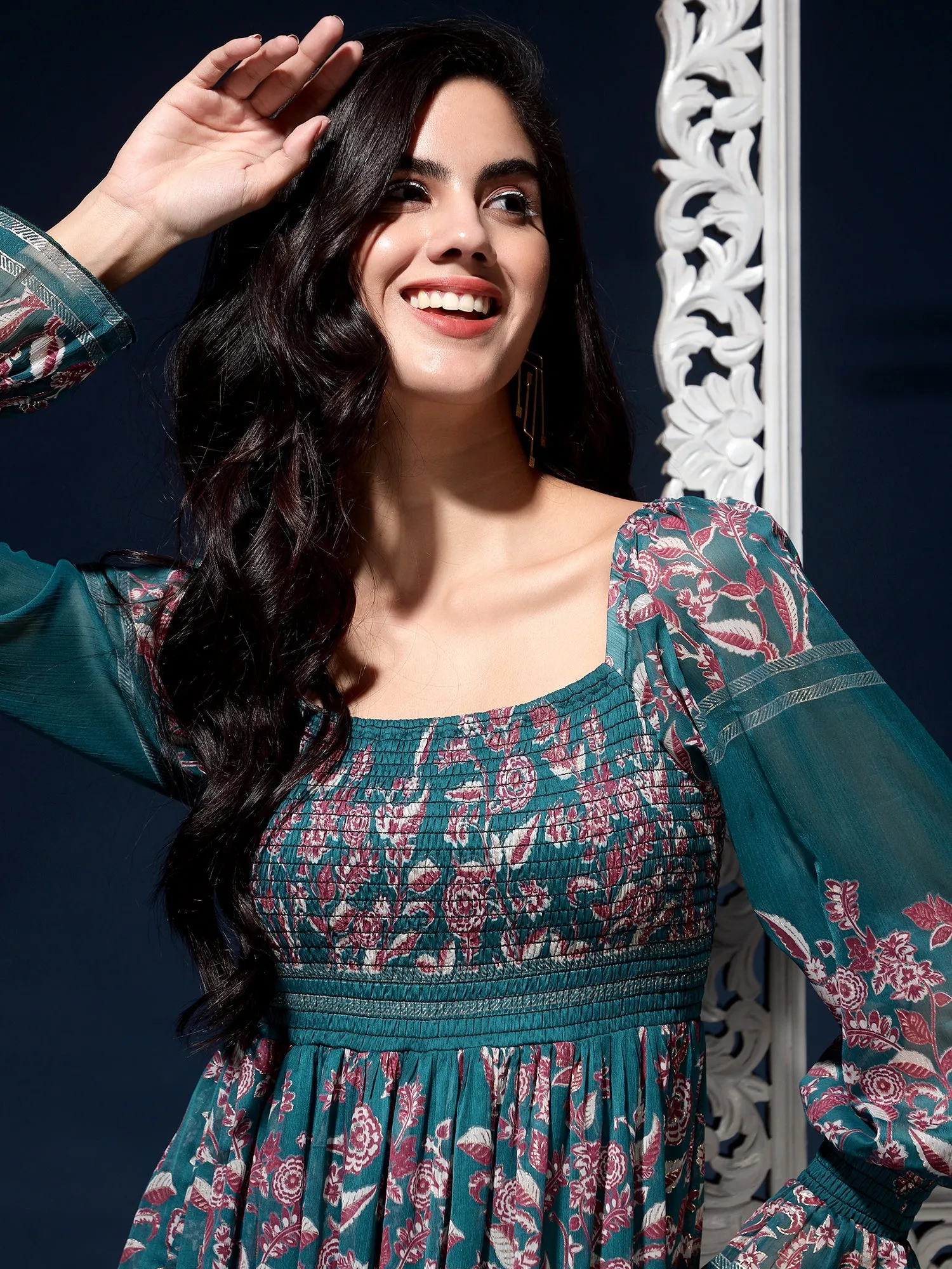 Bottled Blossoms Floral Chiffon Maxi Dress