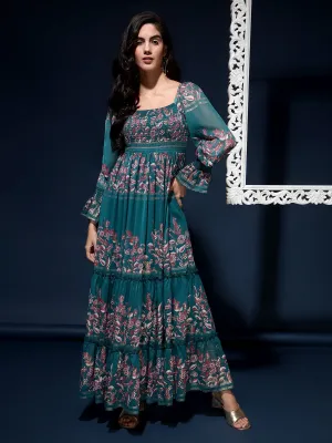 Bottled Blossoms Floral Chiffon Maxi Dress
