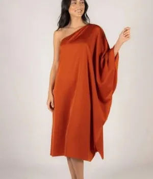 Burnt Orange One Shoulder Dress