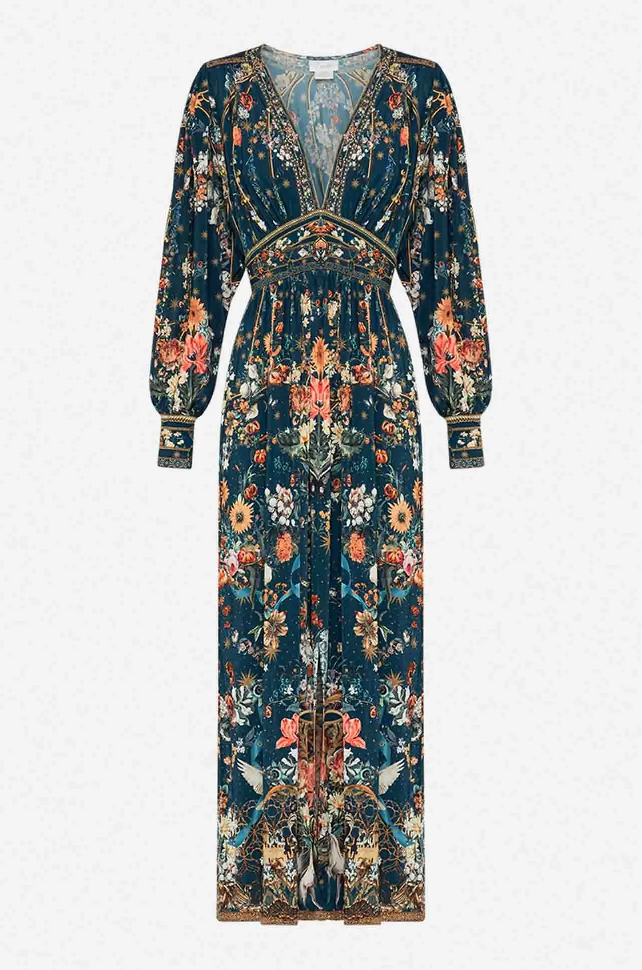 Camilla - She Who Wears The Crown V Neck Waisted Jersey Dress