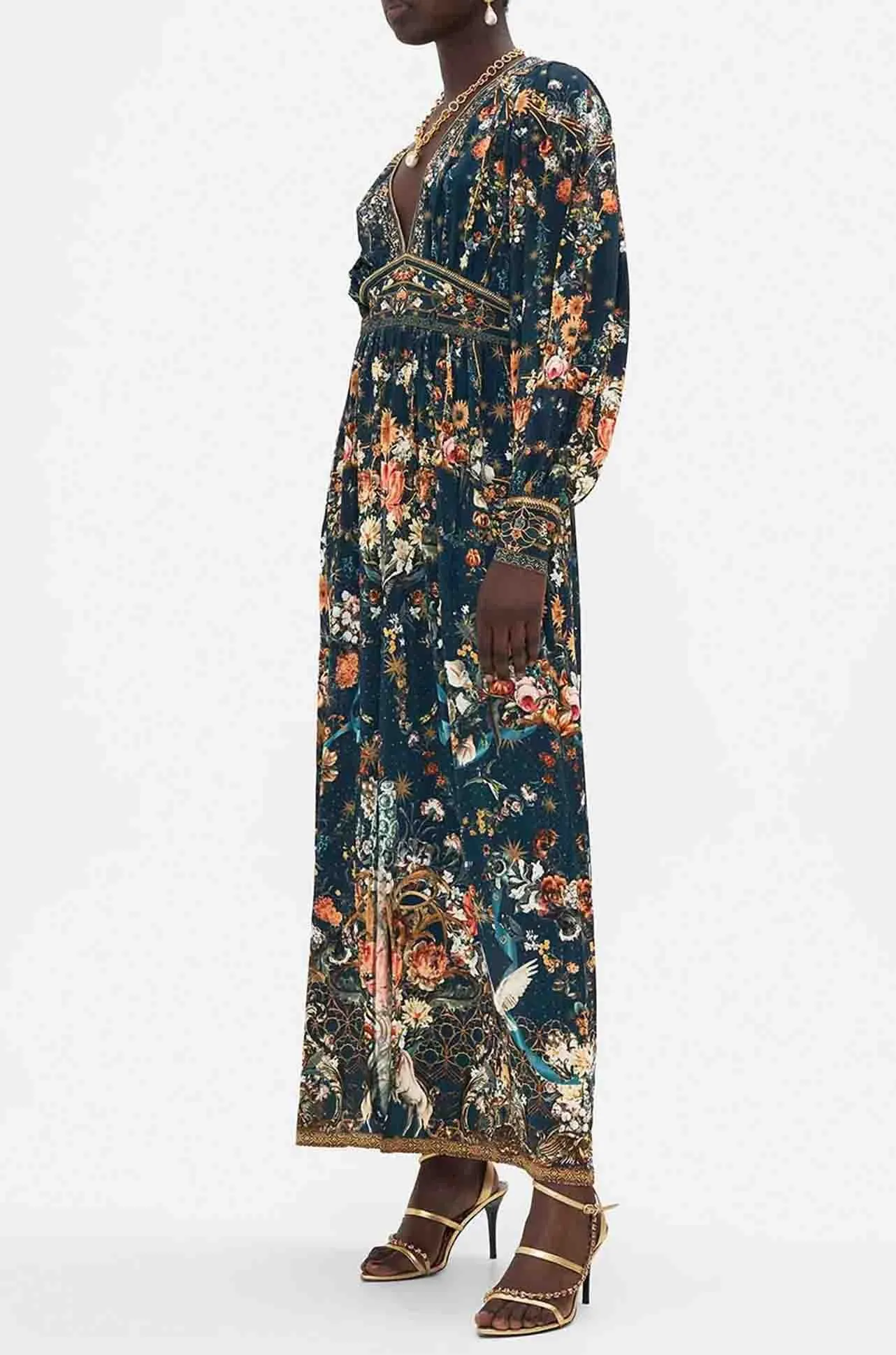 Camilla - She Who Wears The Crown V Neck Waisted Jersey Dress
