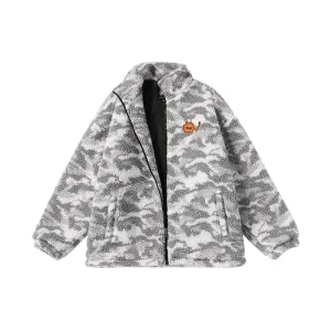 Camo TV embroidered stand-up collar zipper cashmere cotton-padded jacket
