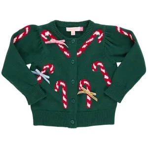 Constance Sweater - Green Candy Cane Bows