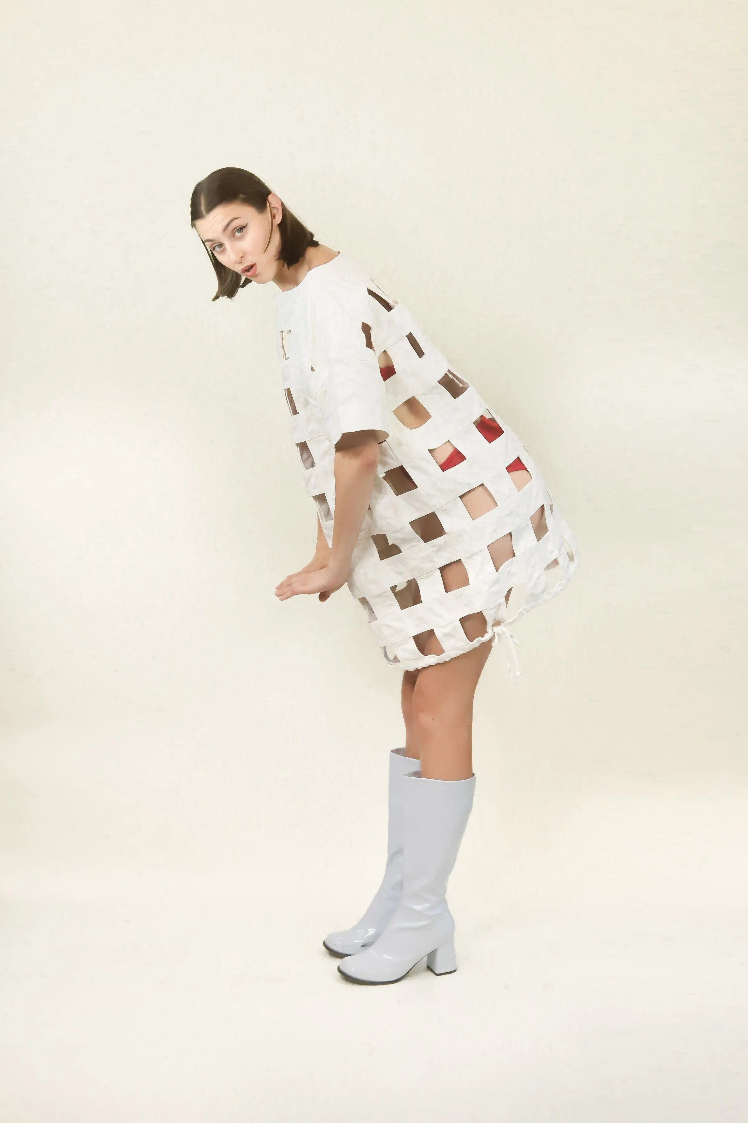 Courreges Large White Cage Draw String Coat