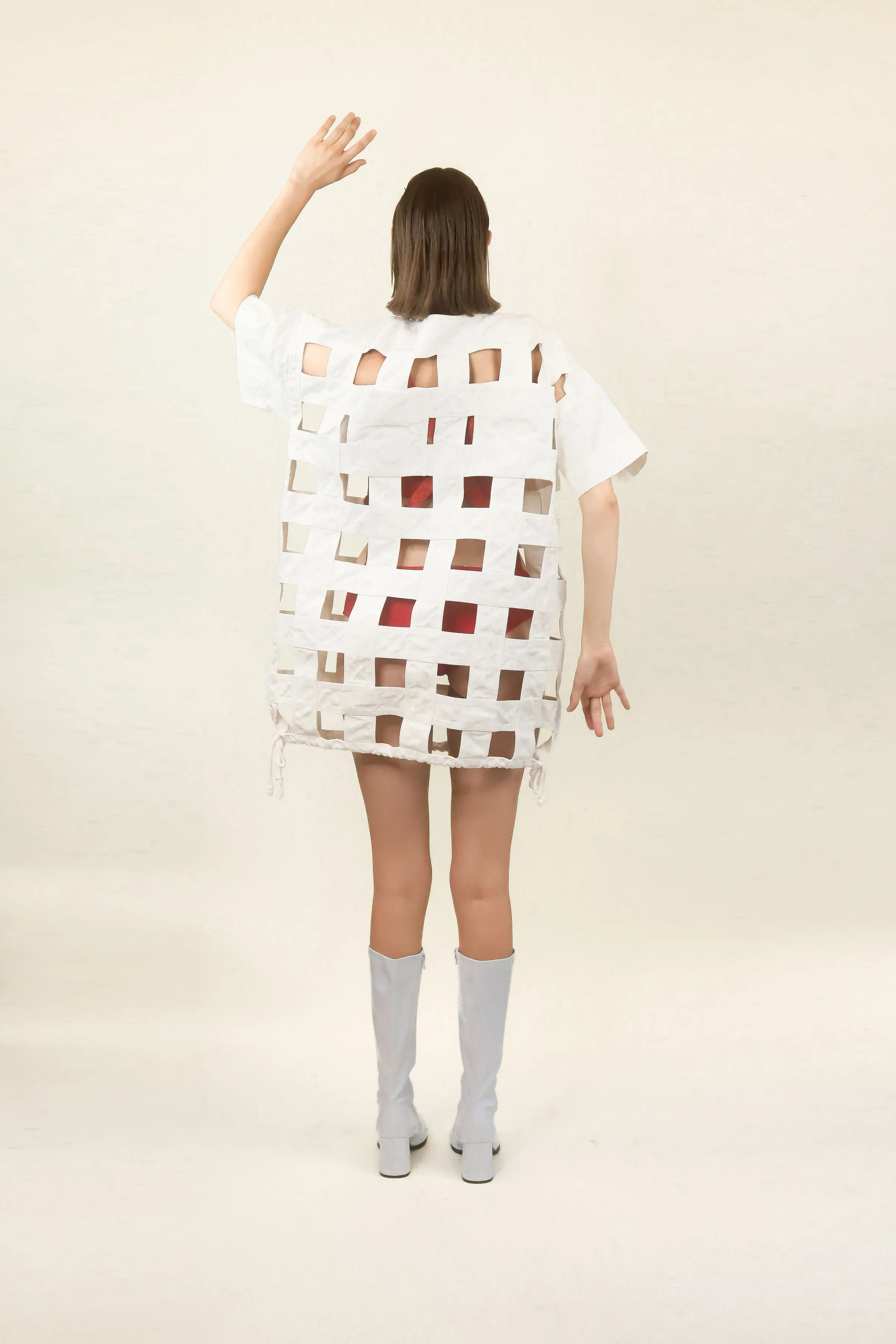 Courreges Large White Cage Draw String Coat