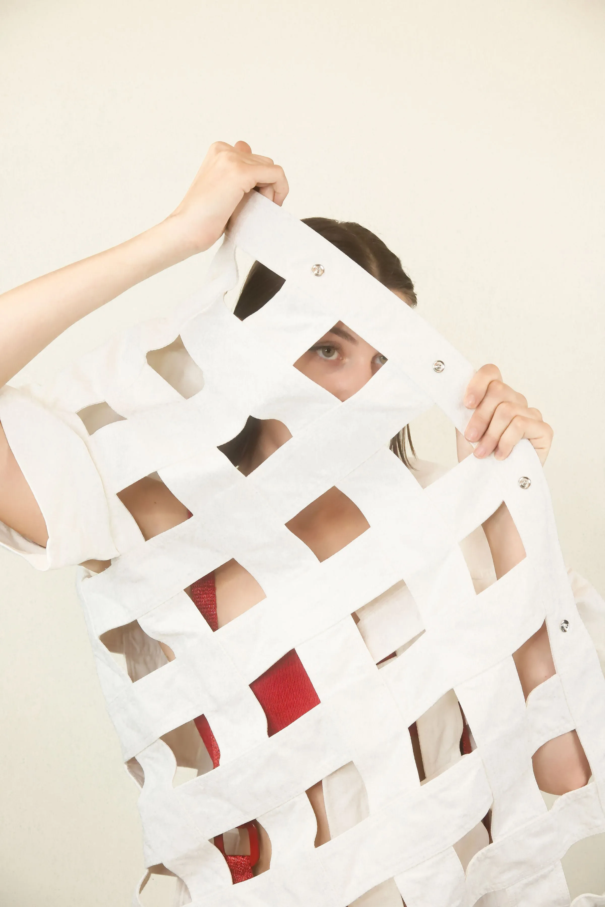 Courreges Large White Cage Draw String Coat
