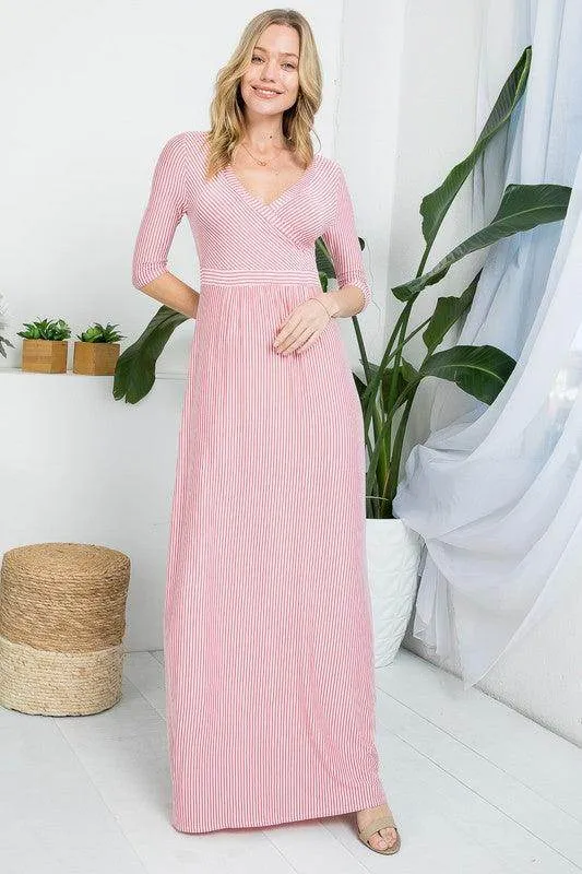 Dusty Pink Surplus Pin Stripe Maxi Dress