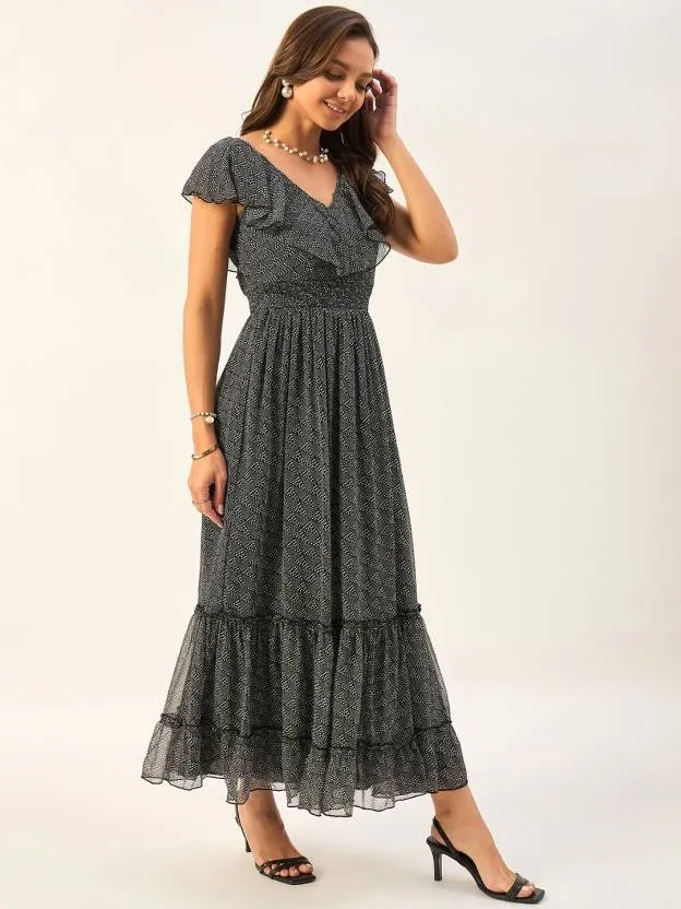 Eclipse Elegance A-Line Maxi Dress