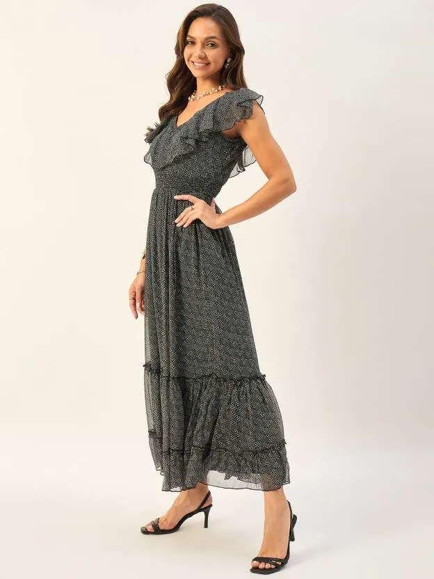 Eclipse Elegance A-Line Maxi Dress