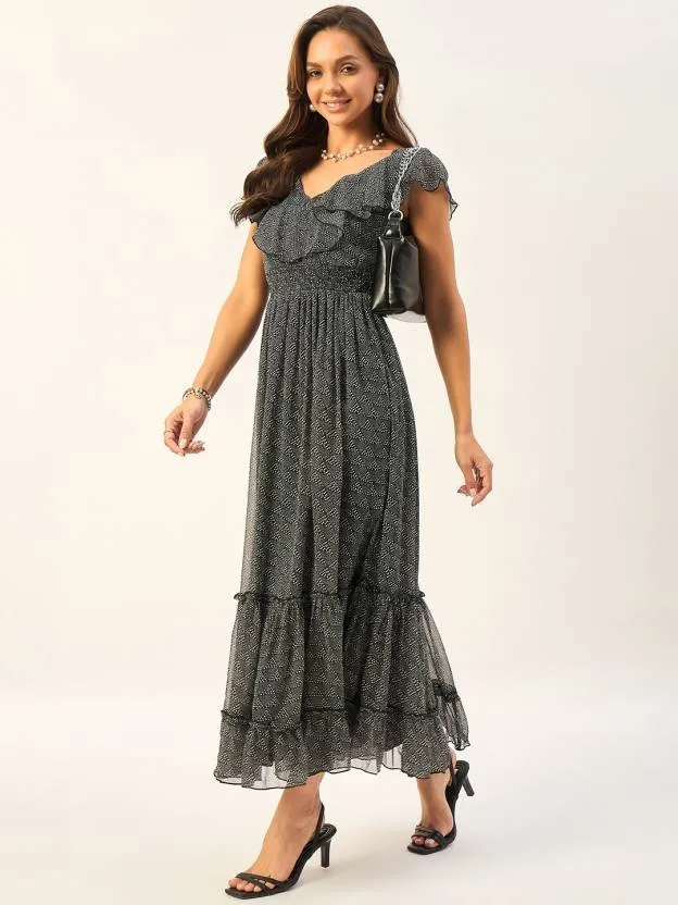 Eclipse Elegance A-Line Maxi Dress