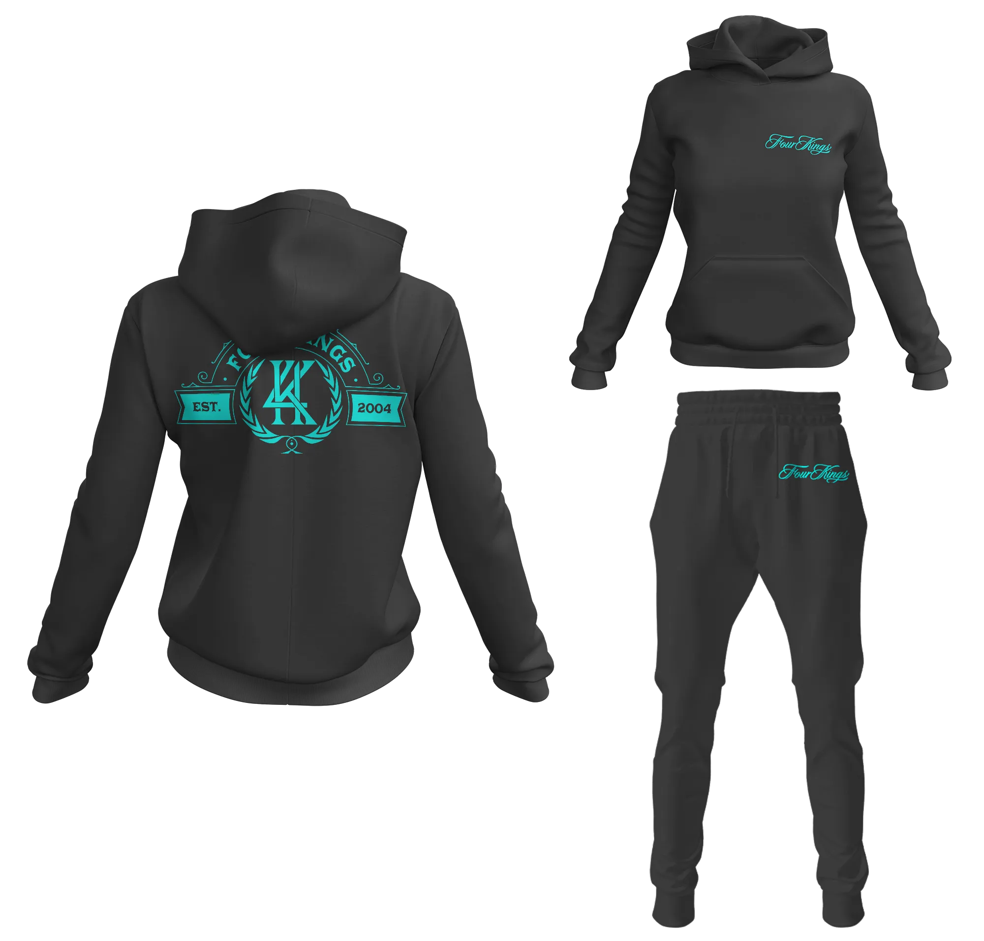 Four Kings Women's V1 Pullover Sweatsuit (Black)