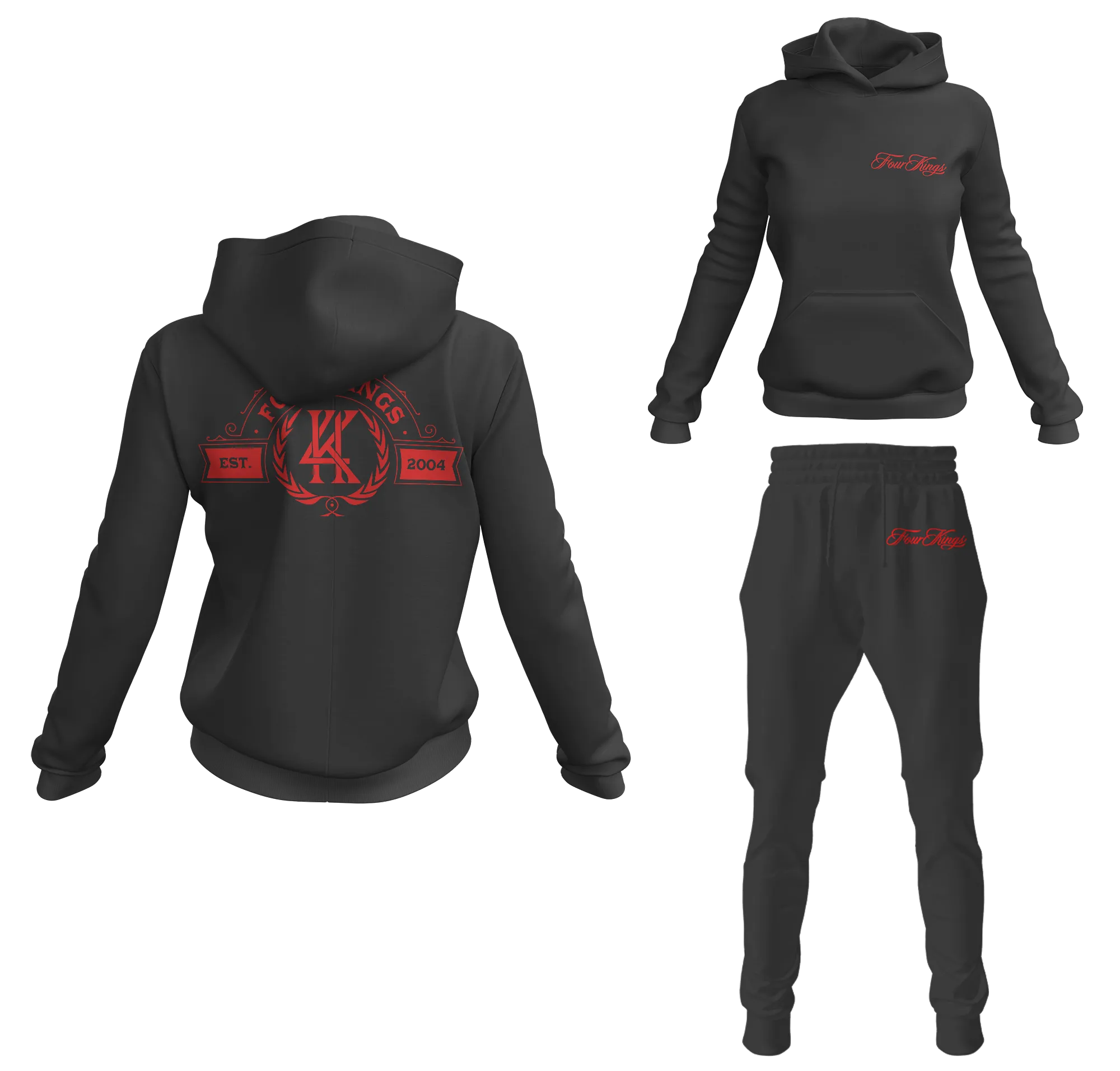 Four Kings Women's V1 Pullover Sweatsuit (Black)