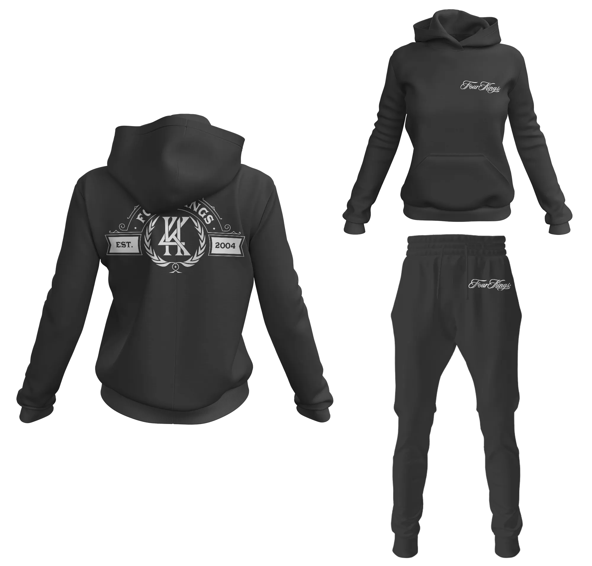 Four Kings Women's V1 Pullover Sweatsuit (Black)
