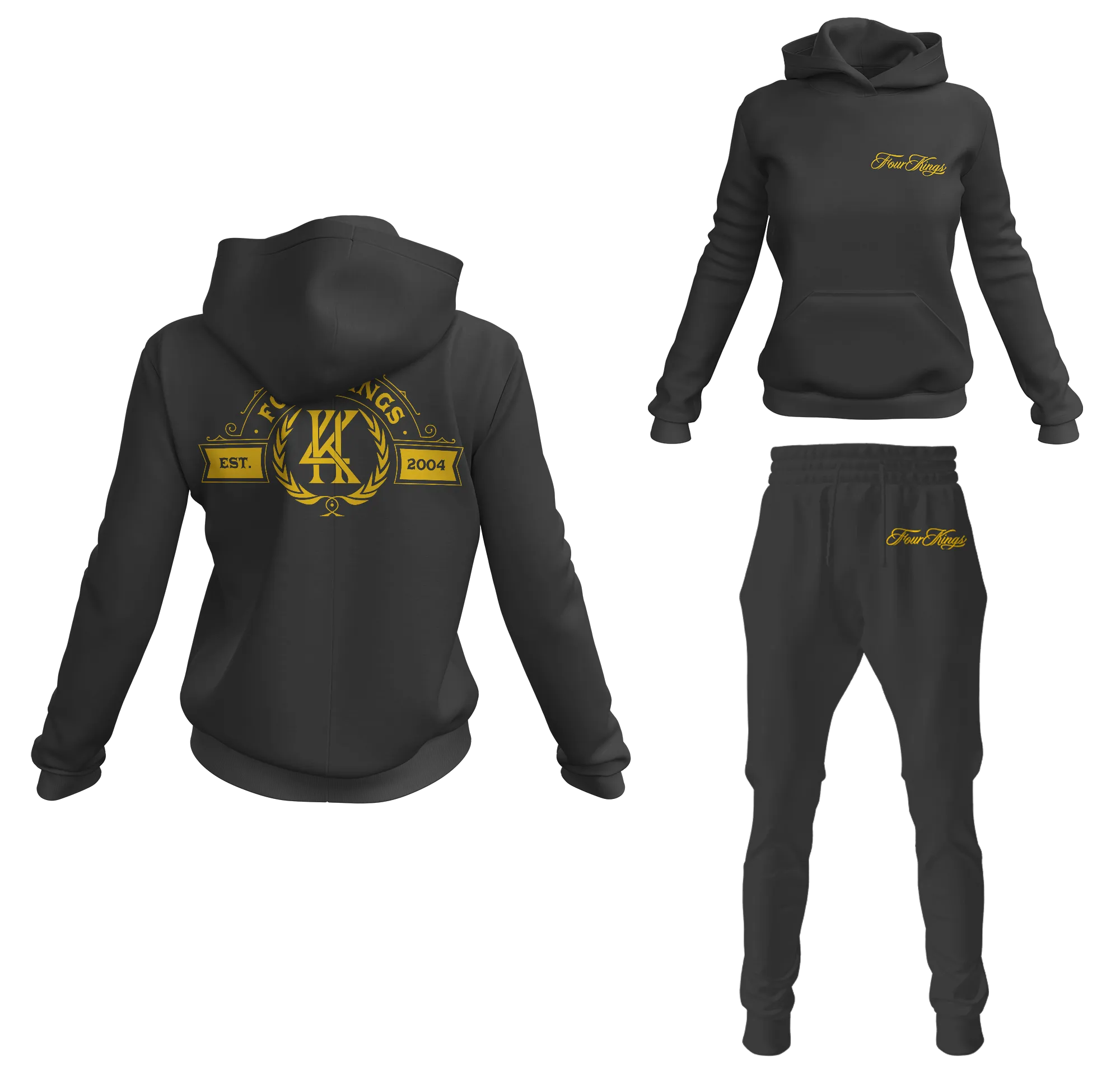 Four Kings Women's V1 Pullover Sweatsuit (Black)