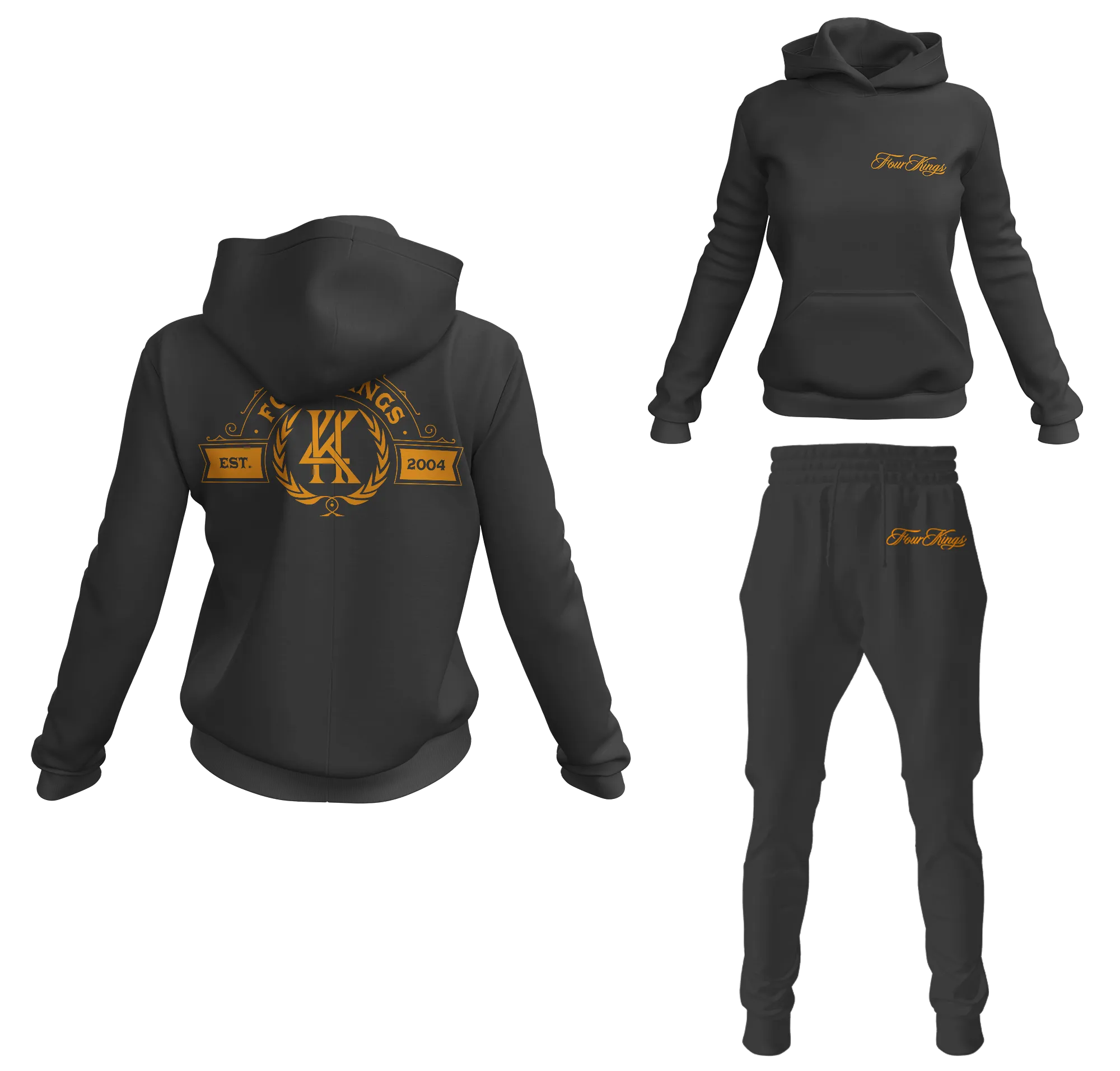 Four Kings Women's V1 Pullover Sweatsuit (Black)