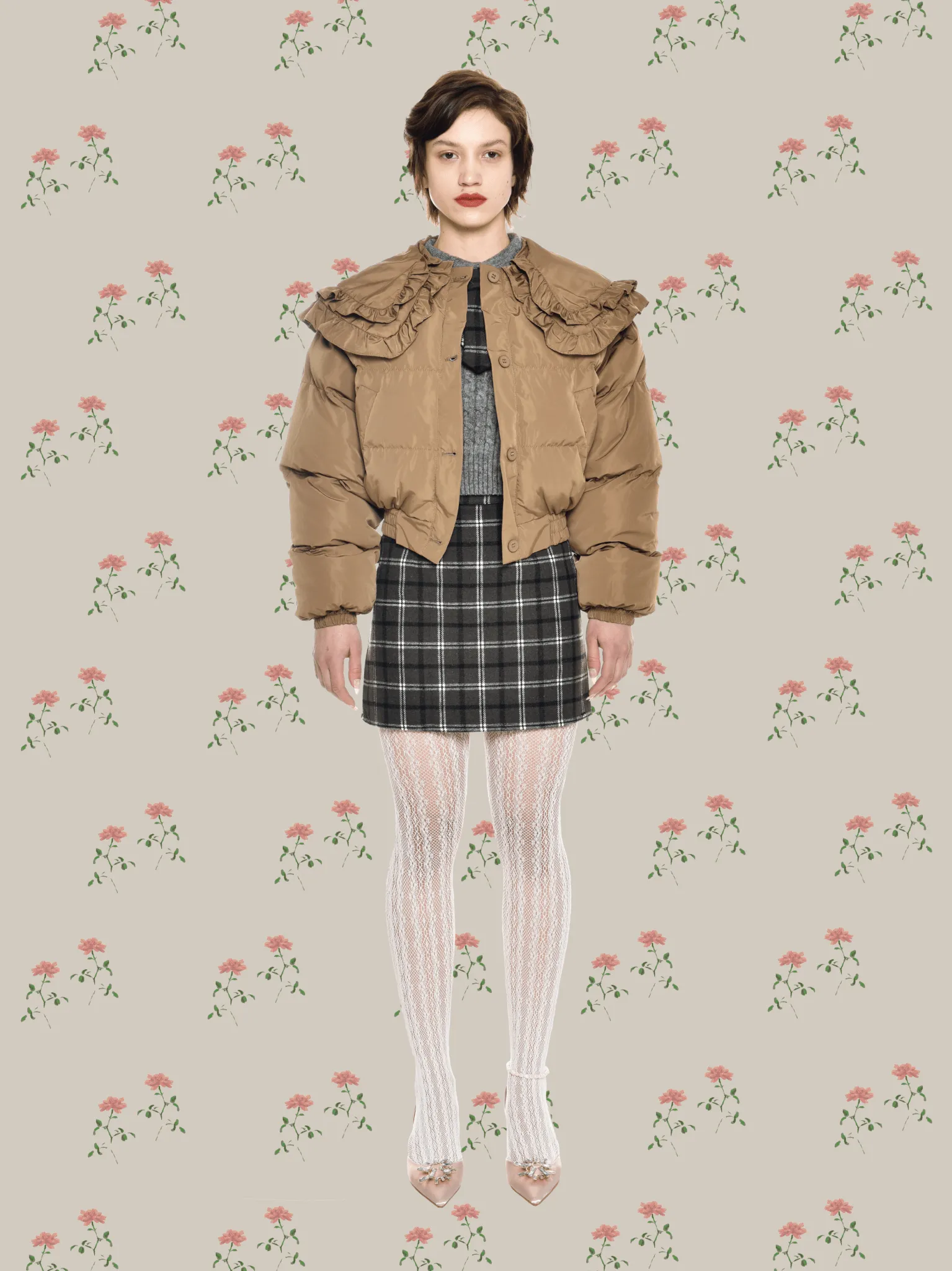 Frill Collar Down Puffer Coat