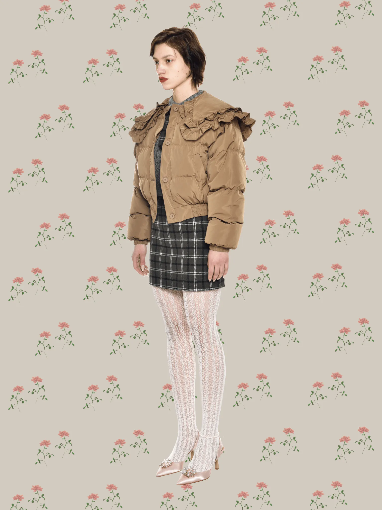 Frill Collar Down Puffer Coat