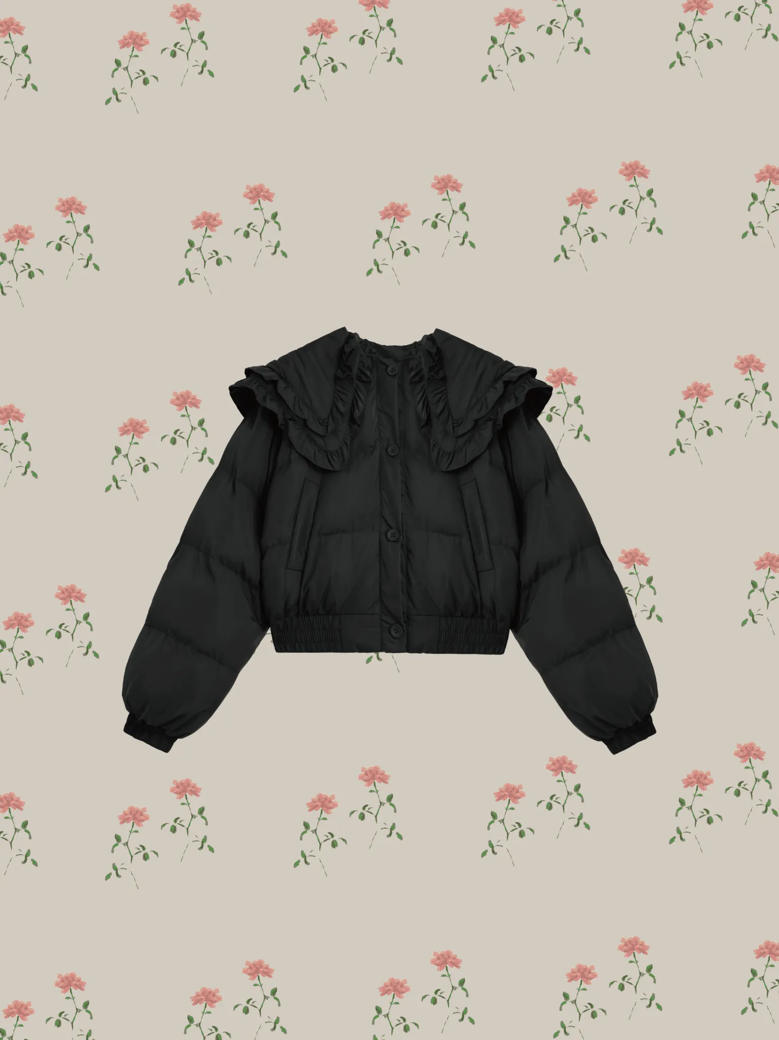 Frill Collar Down Puffer Coat
