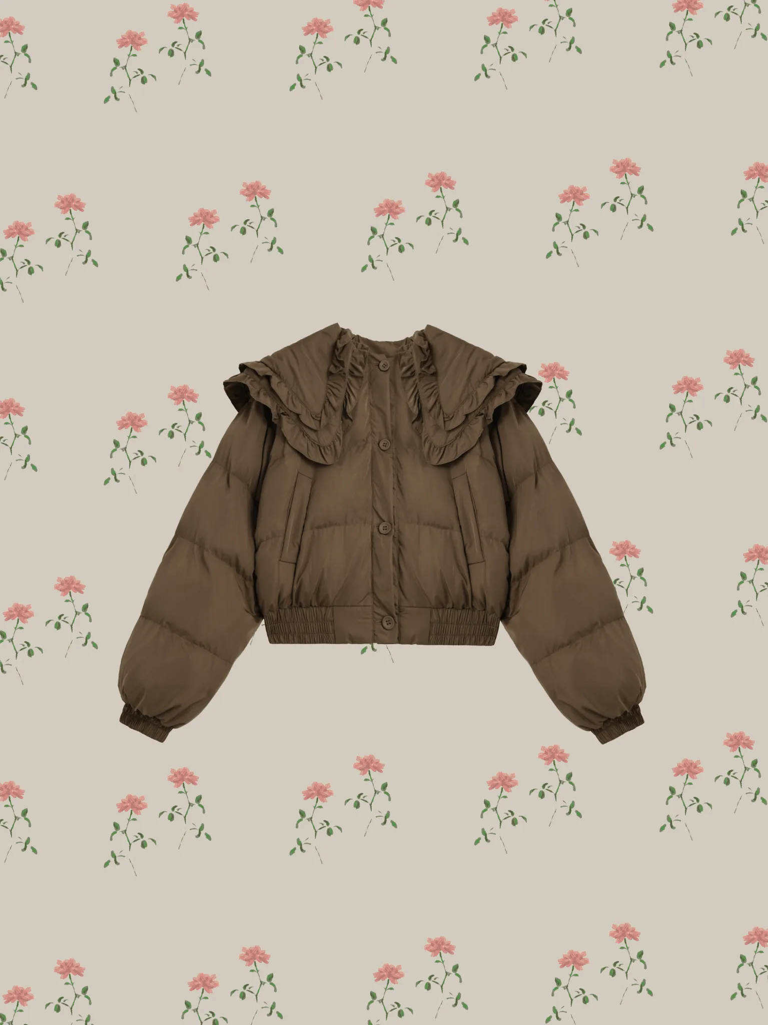 Frill Collar Down Puffer Coat