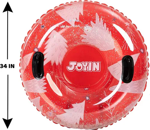 Joyin 34" Inflatable Transparent Snow Tubes, 2 Pack