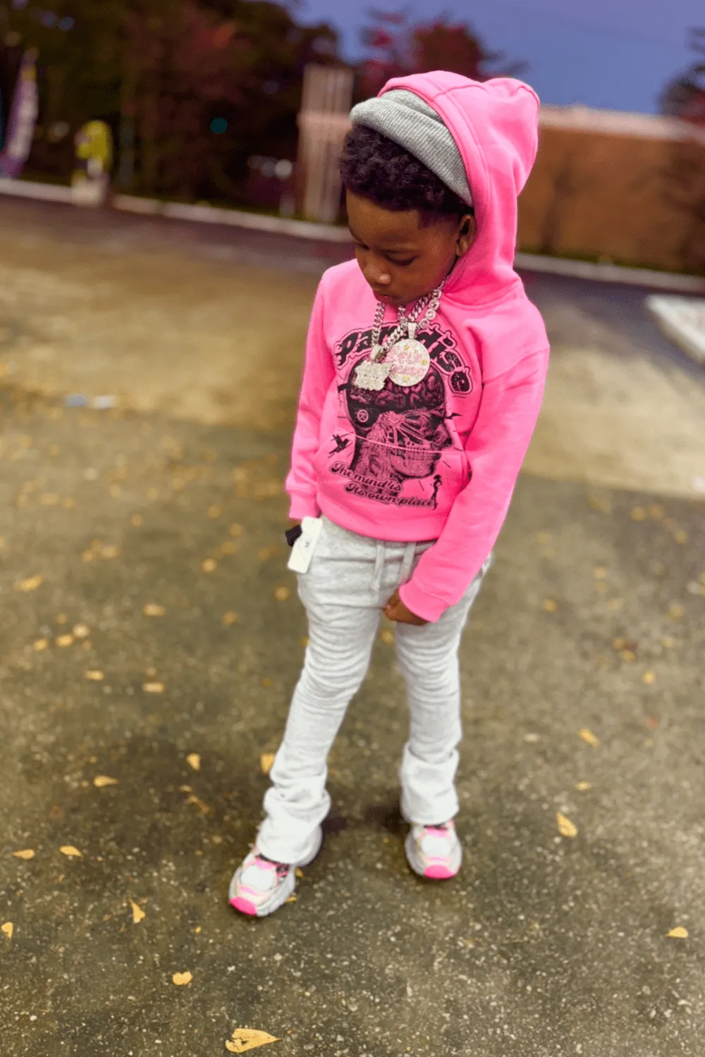 Kids Cranial Paradise Pullover Hoodie (Pink)