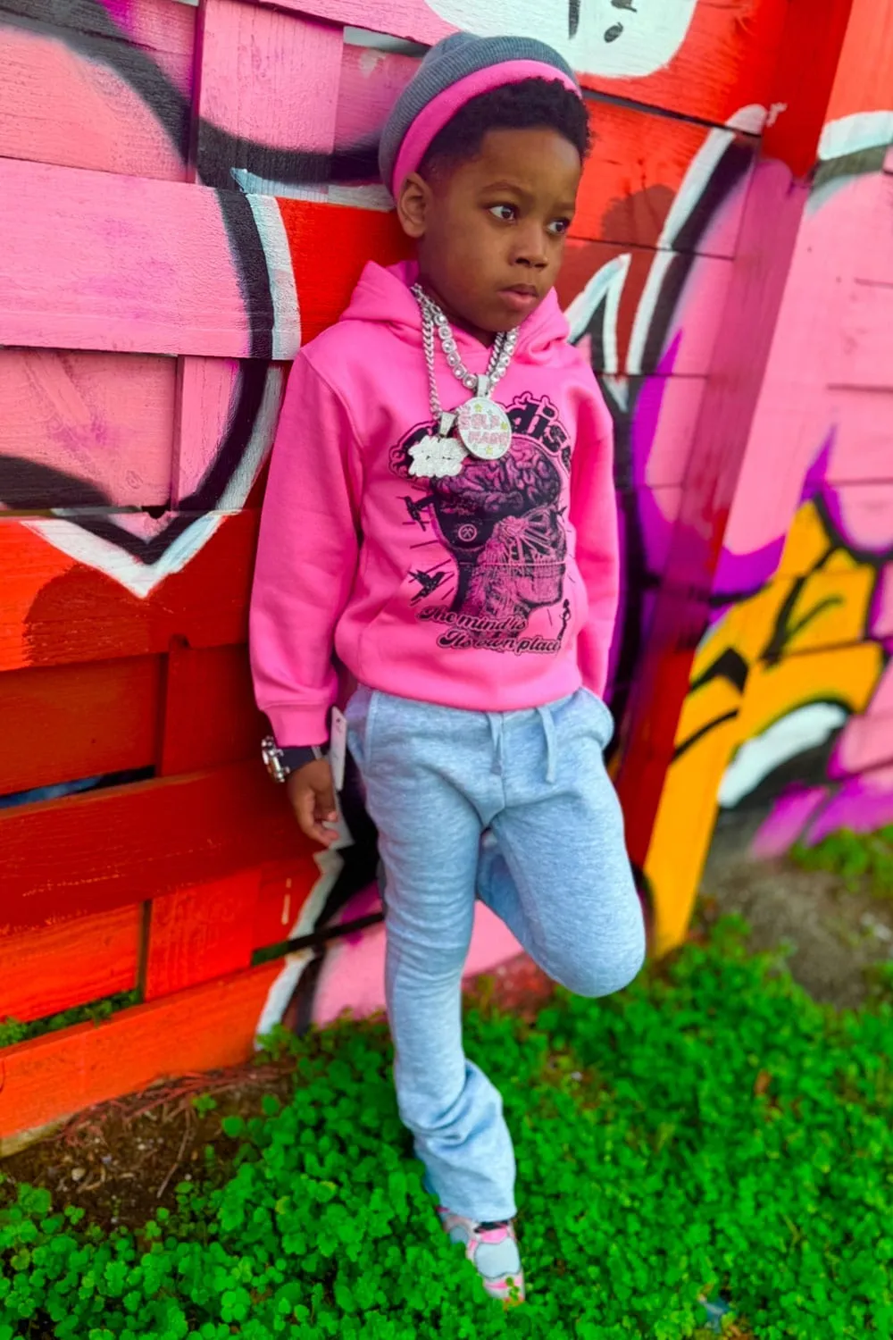 Kids Cranial Paradise Pullover Hoodie (Pink)