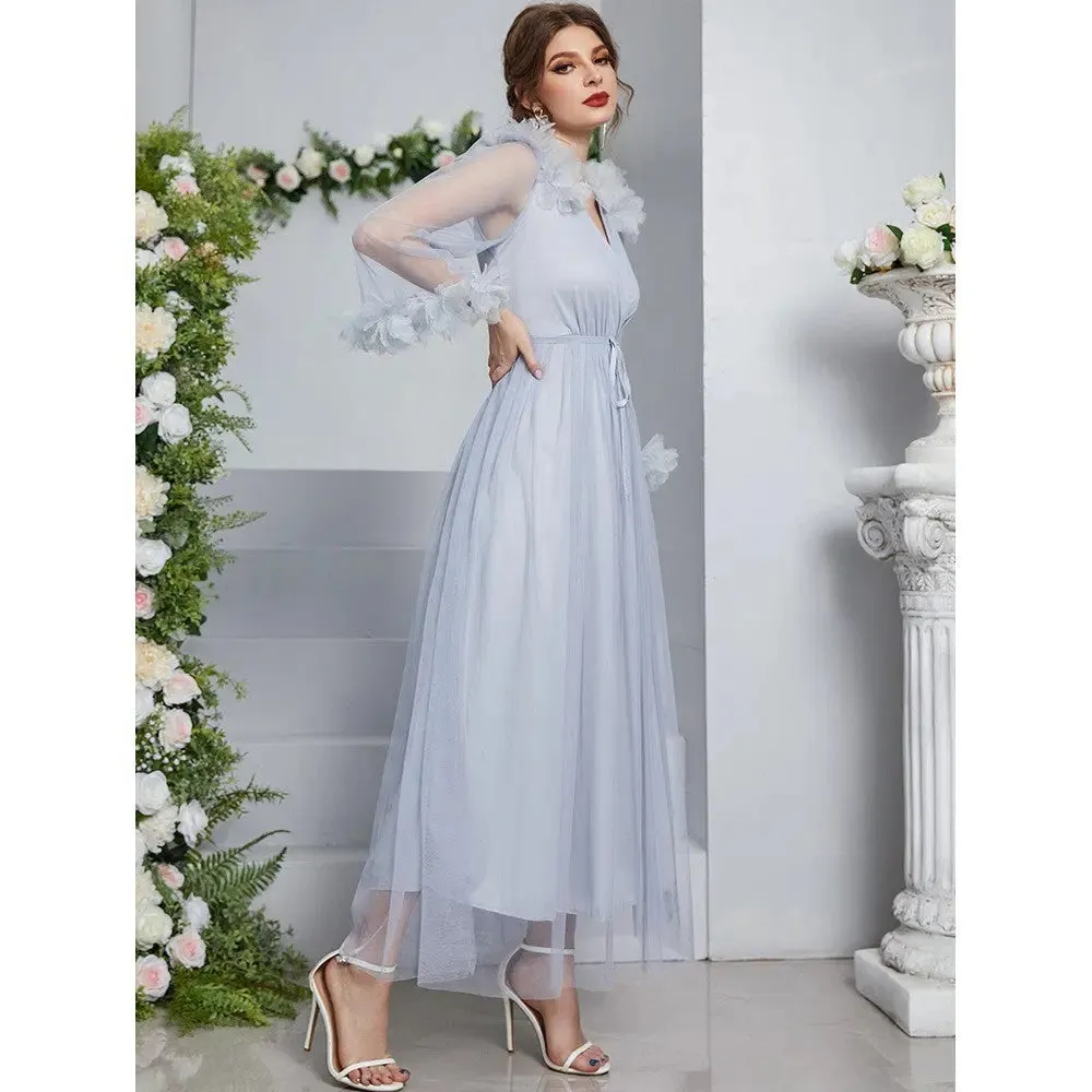 Lace Belted Maxi Dress