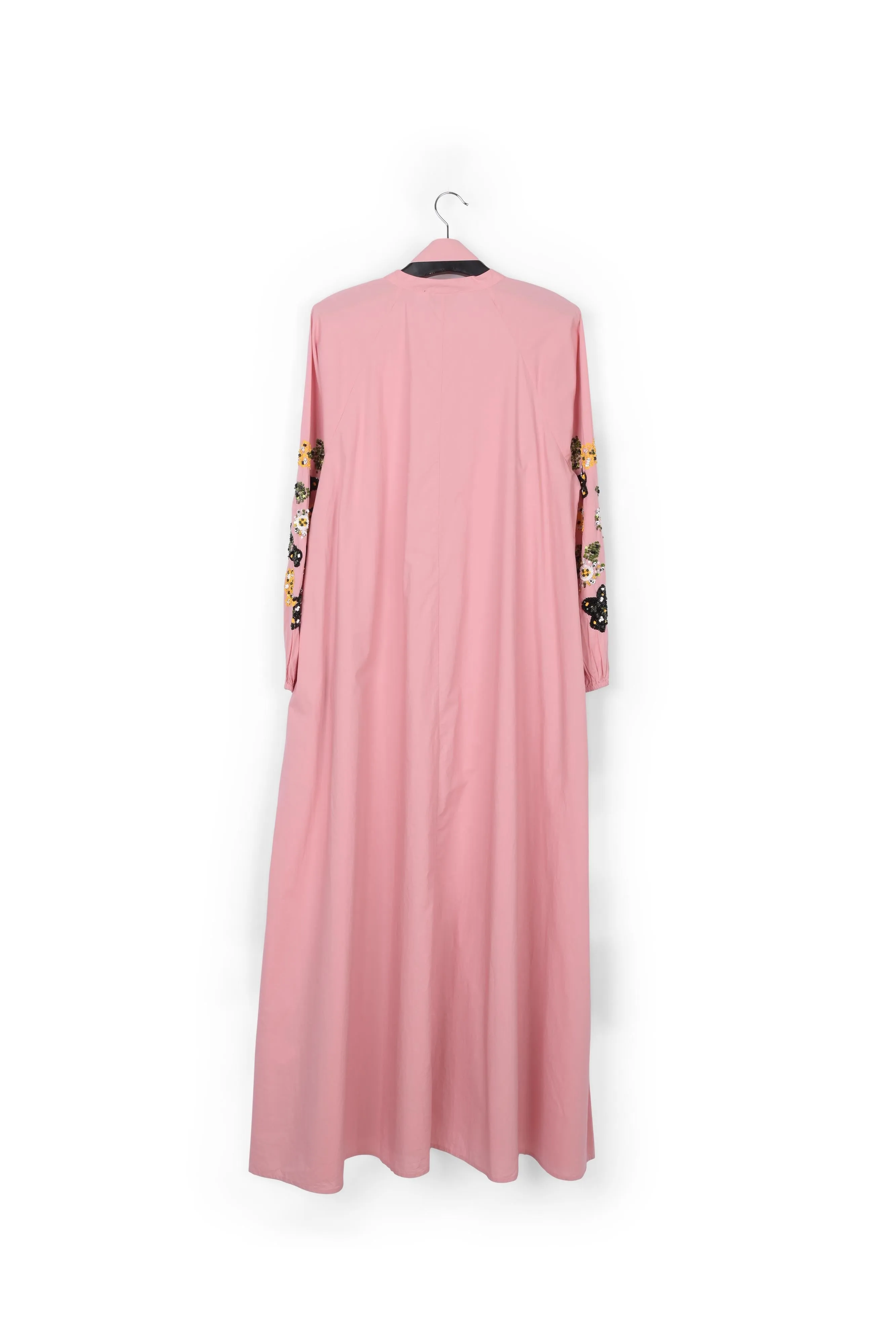 Light pink sequin-embroidered maxi dress