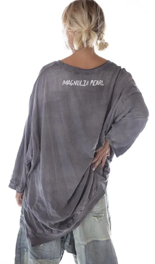 Magnolia Pearl Cotton Jersey Oversized Hi Lo Baja Surf Francis Pullover T with Distressing and Fading