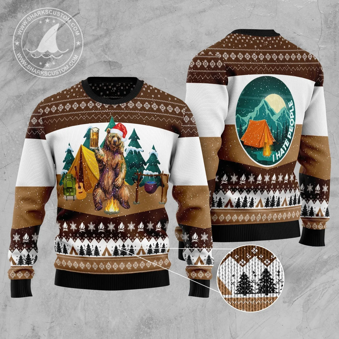 Men's Christmas Ugly Sweater JulesRoche All-Over Print Wool Blend