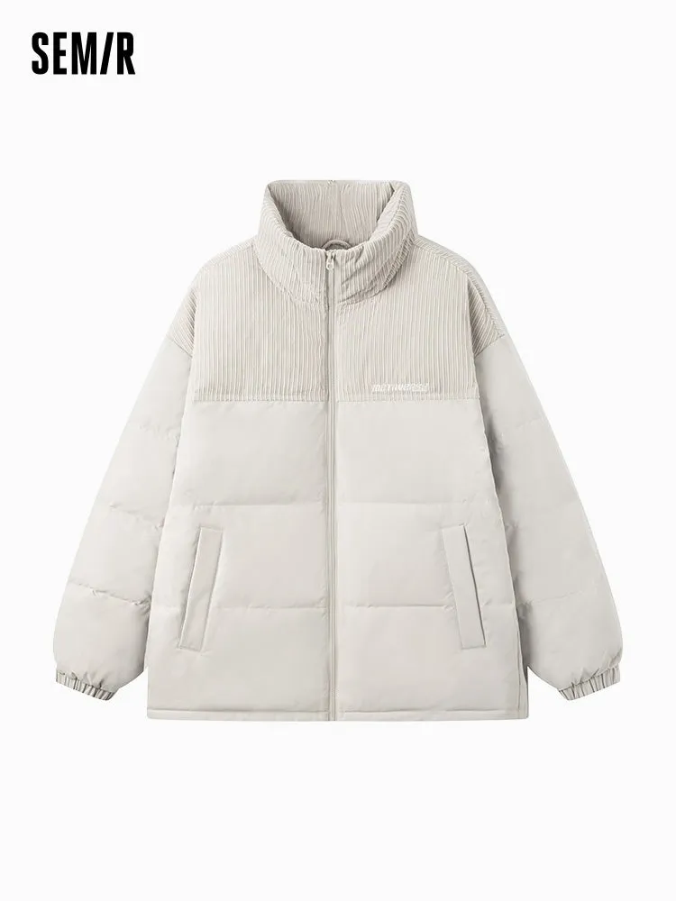 Men's morning gray short thick down jacket