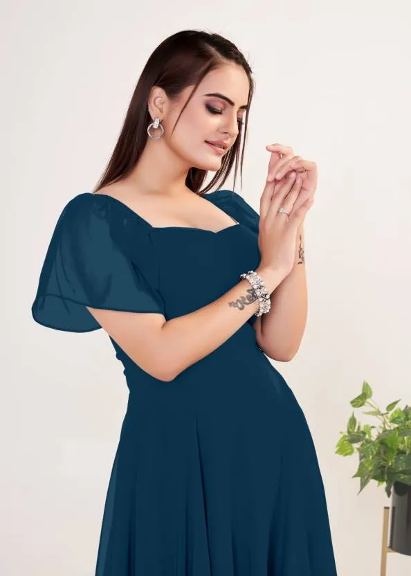 Midnight Affair Square Neck Georgette Gown