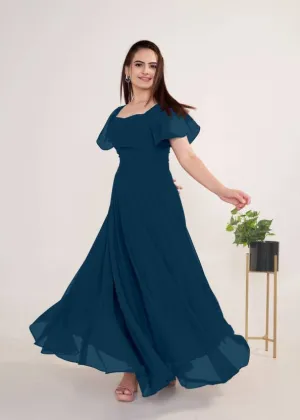 Midnight Affair Square Neck Georgette Gown