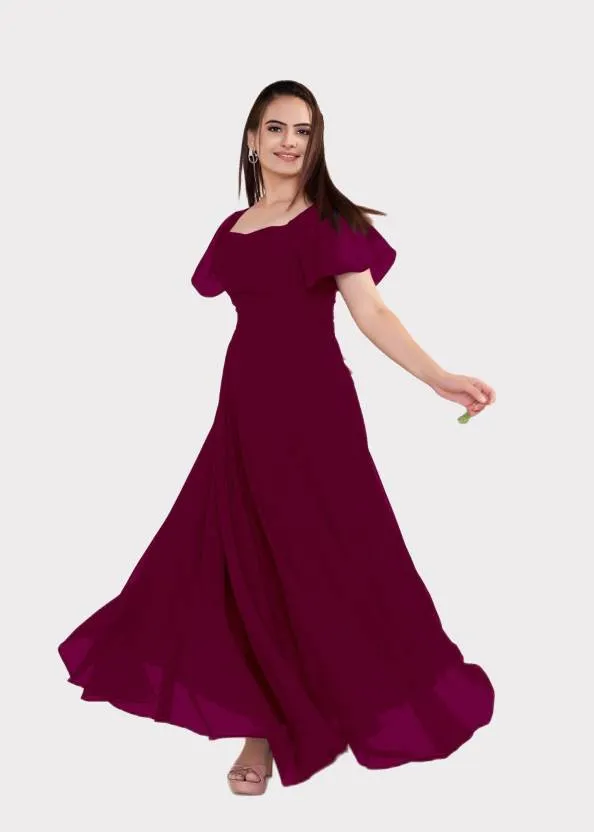 Midnight Affair Square Neck Georgette Gown