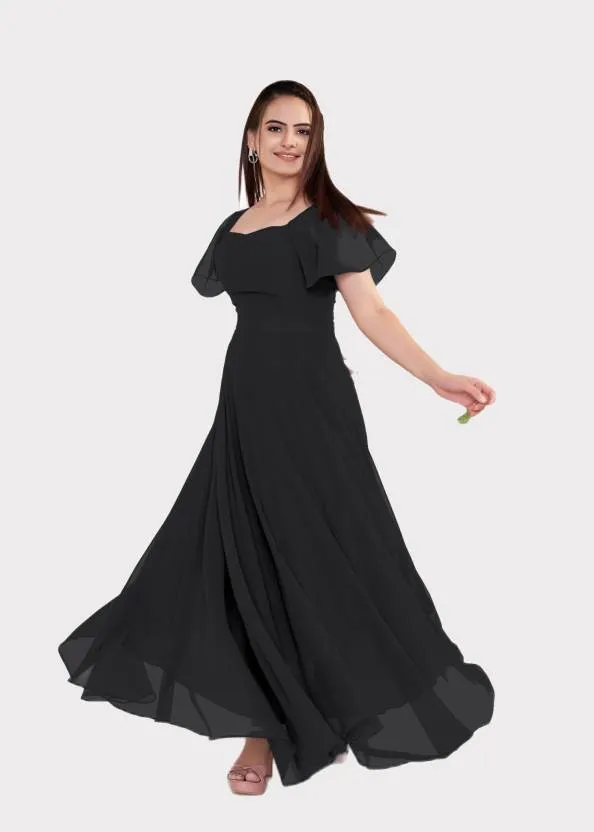 Midnight Affair Square Neck Georgette Gown
